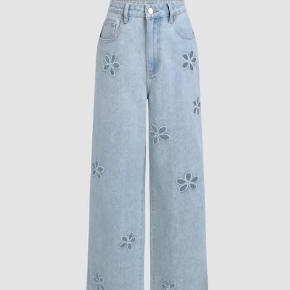 CIDER Mid Waist Wide Leg Cutout Jean Size 0X (12/14) - Picture 2 of 5